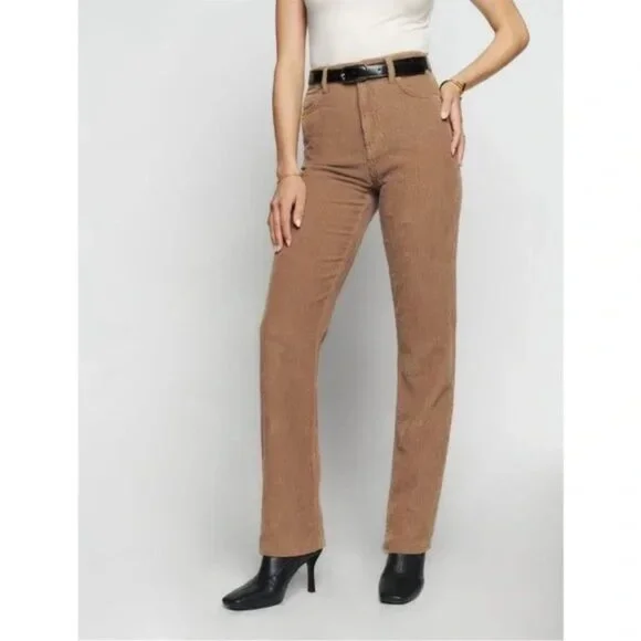 Reformation Cynthia High-Rise Straight Long Corduroy Pants - Picture 1 of 6